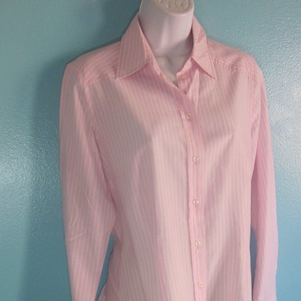 Seidensticker Womens Size 8 Pink Striped Button Front Shirt Size 42 - Picture 7 of 14
